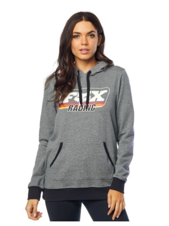 Fox Tops - Fox Racing Women’s Retro Pullover Hoodie Heather Gray Graphic Motorcycle Medium